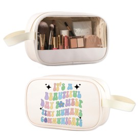 ENSIANTH Speech Pathologist Teacher Makeup Bag Tiny Humans Communicate Speech Therapist Appreciation Gift AAC SLP Gift (tiny clear)