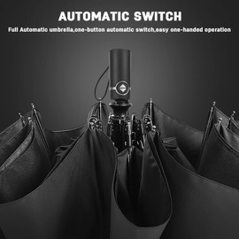 DORRISO Automatic Folding Umbrella Women Men Strongest Windproof Travel Portable Compact Business Golf Sun Umbrella Slip-Proof Handle Ladies Umbrella Fits Car & Backpack Black