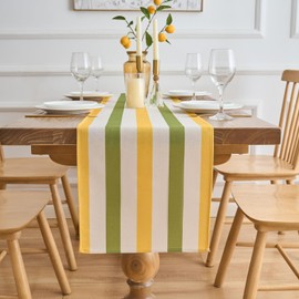 Table Runner Modern Table Runner Yellow Table Runner Green Colourful Stripes Table Runner Polyester Table Runner Modern Living Room Table Runner Vintage Tablecloth for Dining Room Holiday Party Picnic