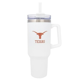 Desert Cactus University of Texas Longhorns UT Austin Large Insulated Stainless Steel Handle Lid Straw Reusable Double Walled Cup Hot Cold Drinkware Laser Etched (40oz Ounce Rally Tumbler Design C)