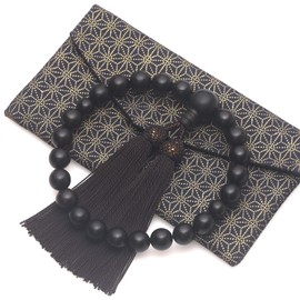 Tsuyun Prayer Beads for Men, Banded Ebony, Funerals, Funerals, Outdoors, Vigorous Beads, with a Bag of Beads