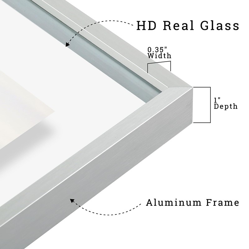 Frametory, 8x10 Floating Picture Frame - Metal Photo Frame -