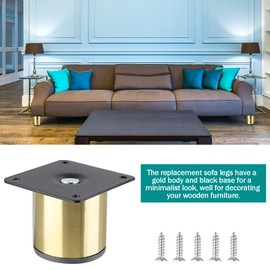 Bivethoi 4pcs Stainless Steel Furniture Legs 2 Inch / 50mm Sofa Legs, Gold Cabinet Feet Replacement Couch Legs, Vanity Desk Legs Metal Dresser Legs for Shelf Futon Coffee Table Nightstand Ottoman