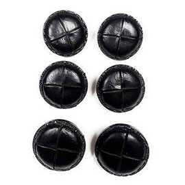 6 Premium Stitch Faux Leather Black Button Set 1'' -25mm ~Ideal Replacement Leather Button Set for Your Favorite Harris Tweed, Camel-Hair, Cashmere, & High-End Sport Coats
