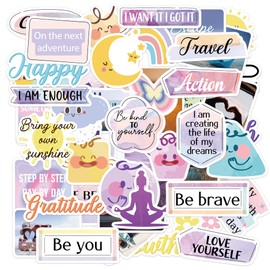 50 Pcs Inspirational Vision Board Stickers, Cute Motivational Quotes Positive Affirmations Designs Sticker, Vision Board Supplies for Goal Setting Personal Growth Gratitude Wellness
