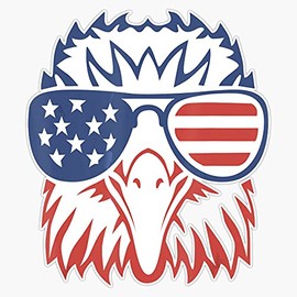 HOF Trading Patriotic Eagle - 4Th of July USA American Flag Vinyl Sticker Waterproof Decal Laptop Wall Window Bumper Sticker 5"
