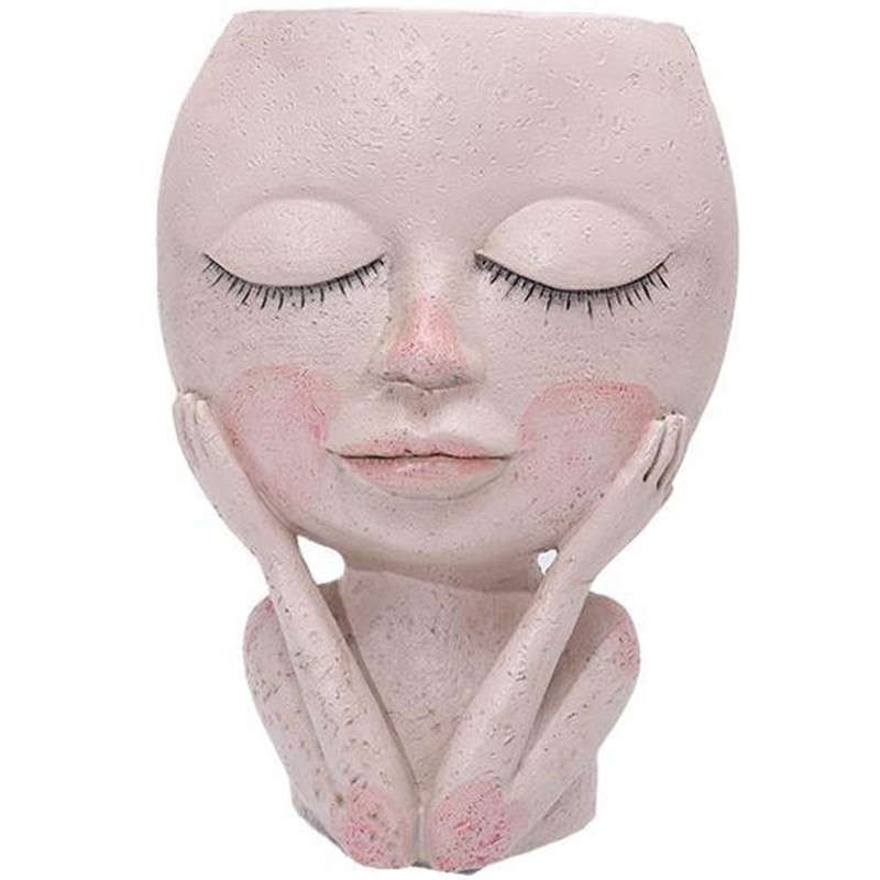 Girls Face Head Planter Flower Container Safe Nontoxic Garden Decor