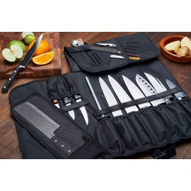EVERPRIDE Chef Knife Roll Bag Holds 10 Knives – Contains 2 Large Zippered Pockets for Meat Cleavers and Cooking Tools – Durable Knife Case for Chefs and Culinary Students – Knives Not Included