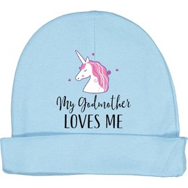 inktastic Godmother Loves Me Unicorn Girls Baby Beanie Hat Large Light Blue 2b4c2
