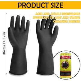 YTPAFK Rubber Gloves, Cleaning Drain Long Rubber Glove, Reusable Gauntlet PPE Gloves for Resist Strong Acid, Alkali, Oi(14")