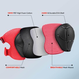 Inkidio Knee Pads for Kids Unicorn Protective Gear Set Knee Pads and Elbow Pads Set with Wrist Guard for Girls Boys Roller Skates Inline Skatings Scooter Cycling Bike Skateboard(Medium Red)