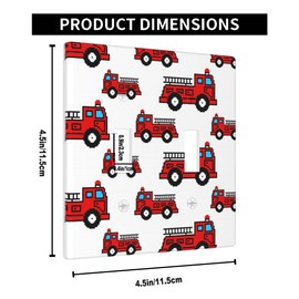 Pznen Fire Truck Double Toggle Covers Red Cartoon Boys Car Toy Themed 2 Gang Wall Plate Decorative Light Switch Covers Bathroom Bedroom Home Kitchen