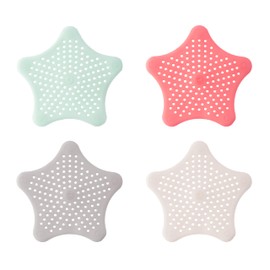 Shower Drain Hair Catcher 4 Pcs - Flexible Bathroom & Shower Drain Cover - Star Shaped Drain Cover Kitchen Sink - Silicone Sink Strainer, Multipurpose