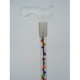 Elegant Acrylic Designer Walking Cane (31", Multi-Color Silk Roses)