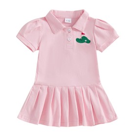 Chloefairy Kids Toddler Baby Girl Golf Outfit Golf Polo Dress Short Sleeve Hole in One Golf Summer Tennis A Line Dresses (Light Pink, 18-24 Months)