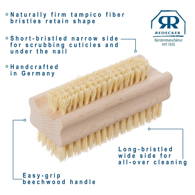 Brstenhaus Redecker Beechwood and Natural Fiber Nail Brush, 3-3/4 Inches