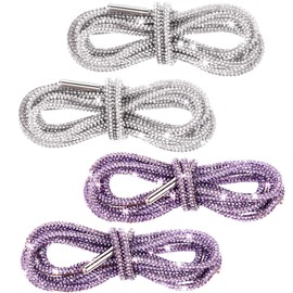 4 Pcs Rhinestone Glitter 55'' Shoelaces Crystal Shoe Laces Bling Bling Drawstring Cords Replacement Shiny Round Shoe Laces, D, One Size