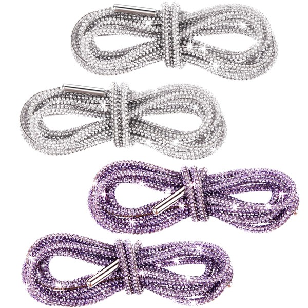 4 Pcs Rhinestone Glitter 55'' Shoelaces Crystal Shoe Laces Bling