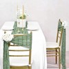 COWANIEE 2 Pcs Green Table Runner, Cheesecloth Table Runner Decorations