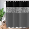 ASDCXZ Shower Curtain Glitter 180x200 cm, Modern Black Grey Glitter