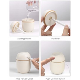 Portable Cool Mist Humidifier with Soft Night Light & Ultra-Quiet Mute Operation | Lightweight Desktop Air Humidifier for Bedroom, Car, Office, Travel (Pink, White, Green)