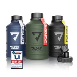 ABOVE. Trinkflasche Edelstahl 1.3L oder 2.2L I Gratis Klappverschluss I BPA-FREI Water Jug I auslaufsicher & robust I Metall Flasche 2L für Sport & Outdoor I Keine Thermosflasche (Olive, 1.3L)