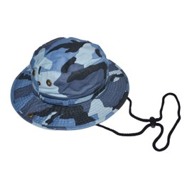 Newhattan Boonie Safari Bucket Hat Foldable Military Style Cap (Blue Sky Camo, L/XL)