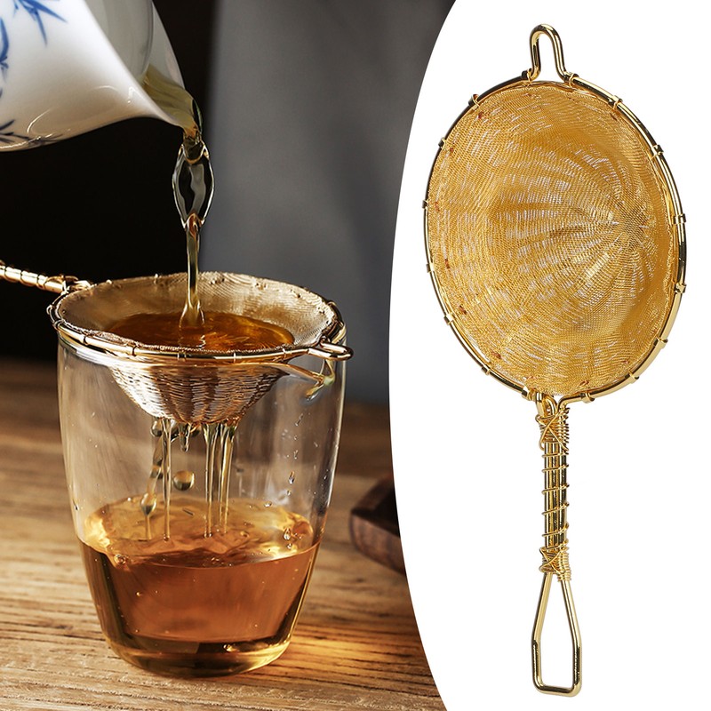 Tea Infuser Strainer Pure Copper Reusable Loose Leaf Teapot Filter