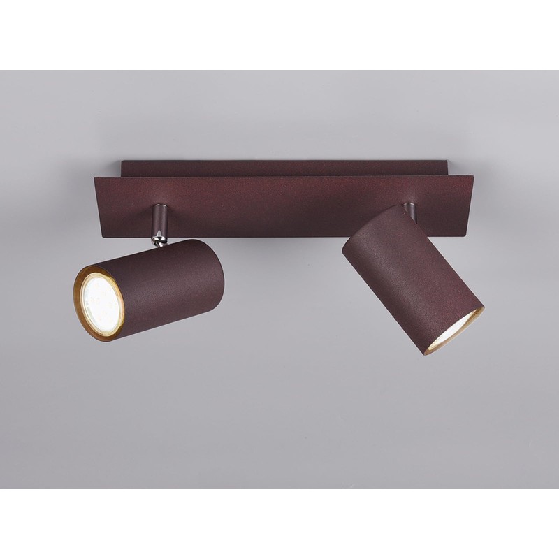 meineWunschleuchte 2-Bulb Ceiling Spotlight Metal in Rust Look, Matt, Width