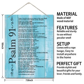 Inspirational Wood Art Signs, Psalms 91 Wall Sign, Hanging Printed Wall Plaque Wood Signs, Bible Verse Print, Christian Scripture for The Home or Office Decor, Christian Wall Decor 10 X 7.8 inch D