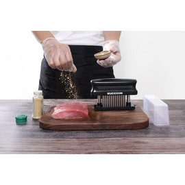 KUCCOON Bold XL Meat Tenderizer Tool Stainless Steel Ultra Sharp 60 Blades Tenderizer Tool for Tenderizing Beef Chicken Steak Veal Pork, Easy to Use & Clean