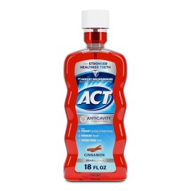 ACT Anticavity Fluoride Mouthwash With Zero Alcohol, Cinnamon, 18 Fl Oz