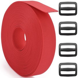 DEYACE 2 Inch Nylon Webbing Strap with Plastic Tri-Glide Slide Clips, 10 25 50 Yards Heavy Duty Nylon Strapping for Indoor or Outdoor Gear, DIY Crafting, Repairing