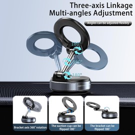 Faatchoi‌ ‌Vacuum Magnetic Phone Holder‌ - 360° Adjustable ‌MagSafe Car Mount‌, Space-Saving Foldable ‌Car Phone Holder‌, ‌Suction Cup Phone Mount for Car and All Smartphones