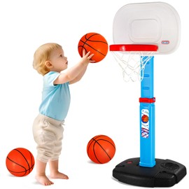 AOKESI Toddler Basketball Hoop Indoor for Age 1-3, Adjustable Mini Basketball Hoop, Kids Basketball Goal Outdoor Sport Poolside Game Birthday Christmas Toys Gifts for Baby Boys Girls 2 3 4 5