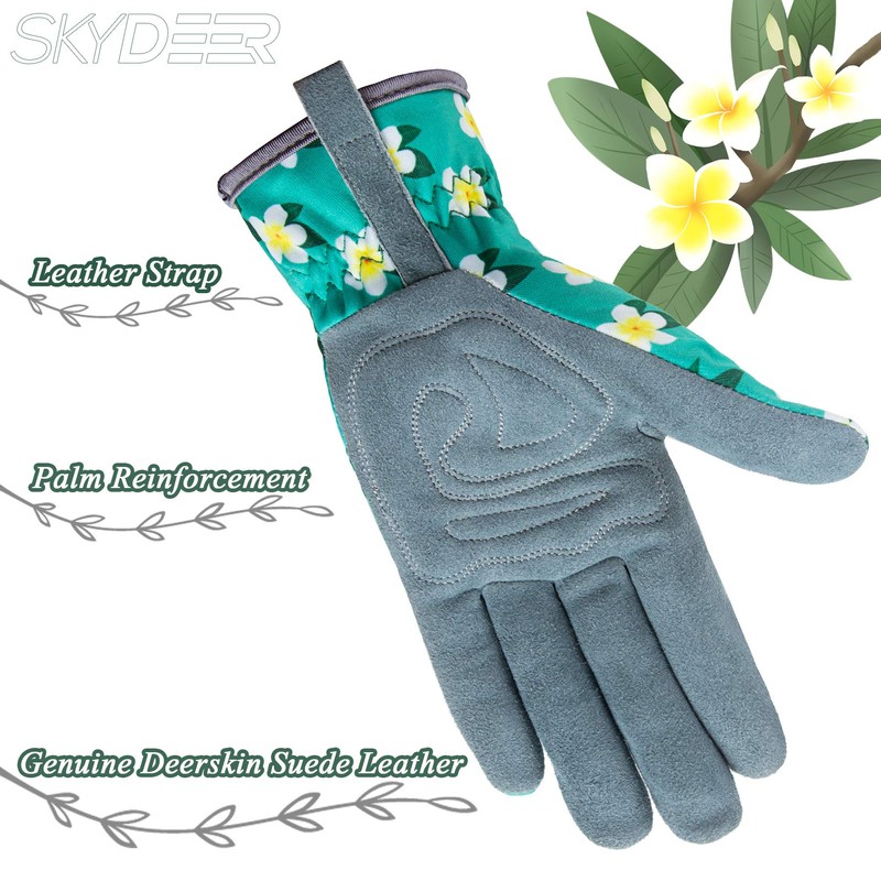 SKYDEER Women's Deerskin Suede Gardening Gloves (SD6611/M)