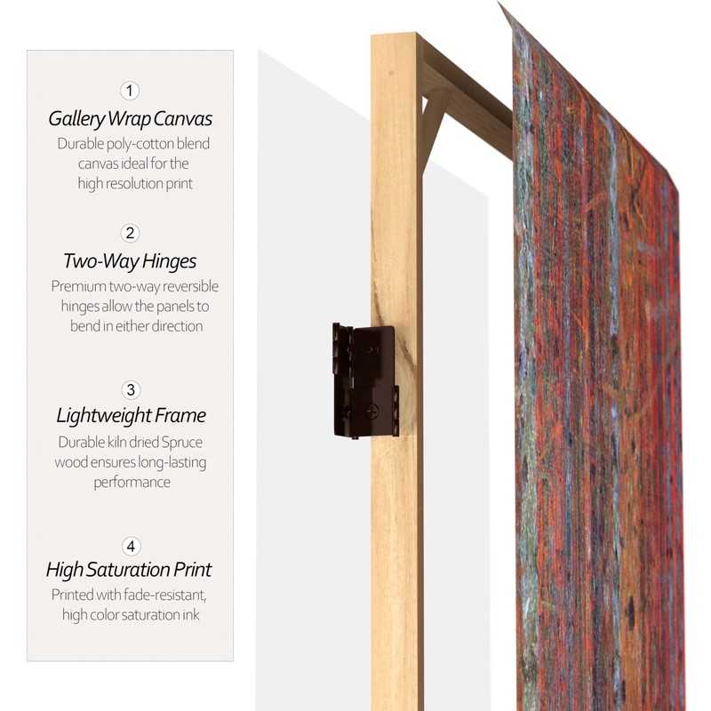 Red Lantern Double Sided Works of Klimt Room Divider -