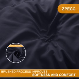 ZPECC Bulk Flat Sheets Only Full Size 6 Pack, Easy Sort Top Bed Sheet by Color-Coded Hem Threads, Soft Durable Brushed Microfiber Fabric Hotel Airb&bs Essentials for Hosts, 81"x96", Navy