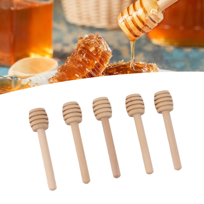 50pcs Honey Dipper Wooden Multipurpose Mini Honey Stirrer Stick for