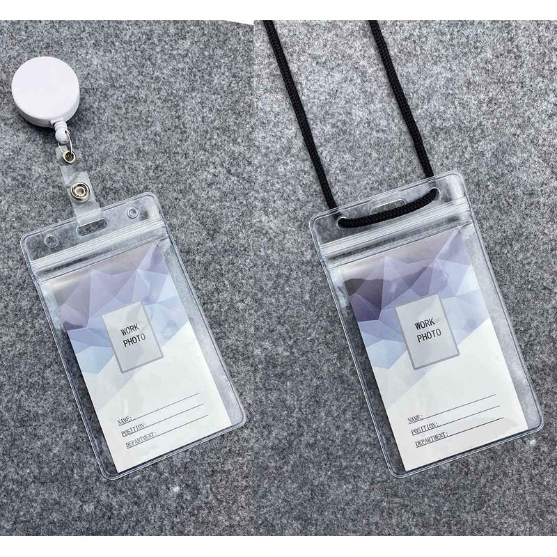 KINGSUM Vertical ID Badge Holders Sealable Waterproof Clear Plastic Holder,