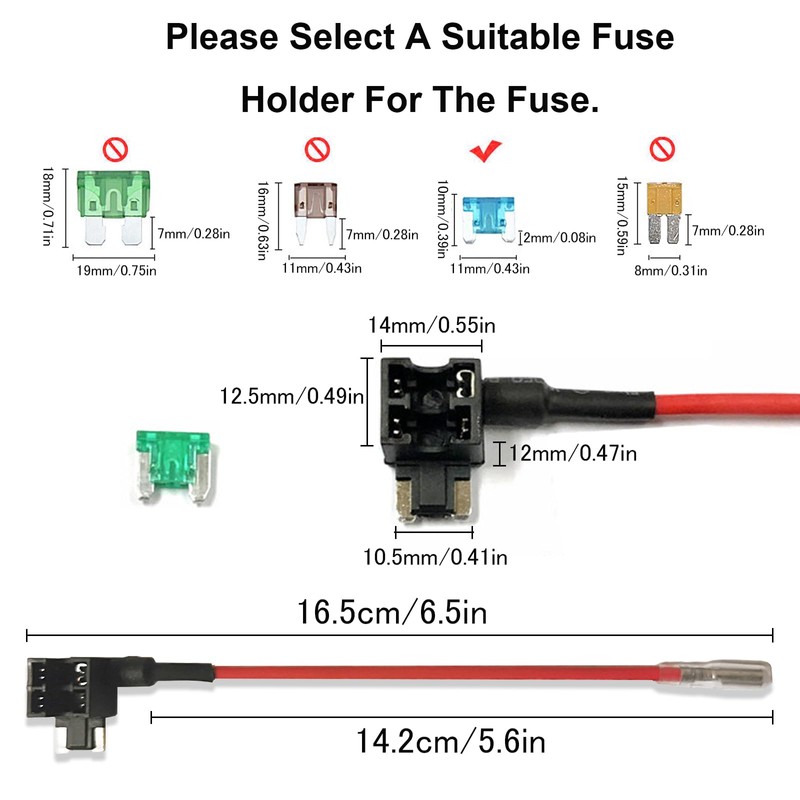 3PCS Low Profile Mini Blade Fuse Tap, Haojiaho 12V-24V-32V Low