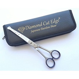 Diamond Cut Edge Professional Pet Dog Grooming Scissors Shears 6.5" Curved Ball Tip Face and Paw Japanese Stainless with Case