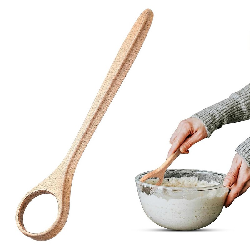 Wooden Danish Doughs Whisk for Home and Bakery Bread Baking