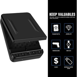 Gun Safe for Pistol, Quick Access Handgun Safe Firearm Lock Box,Gun Case for Home/Car/Travel - Keypad/Key Access,Silent Mode (PIN Code Version)