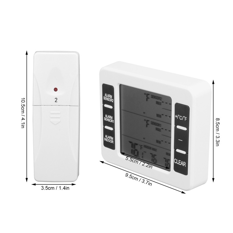 Refrigerator Thermometer Wireless Sensor Temperature Monitor with Audible Alarm for