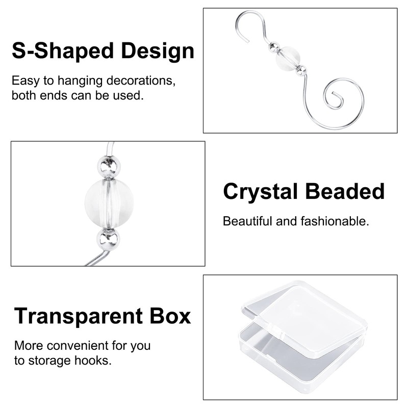 INCREWAY Wire Ornament Hooks, 30 Pcs Silver S-Shaped Christmas Tree