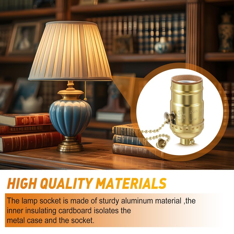 Saysurey 4 Pcs Pull Chain Lamp Socket Replacement, E26 Standard