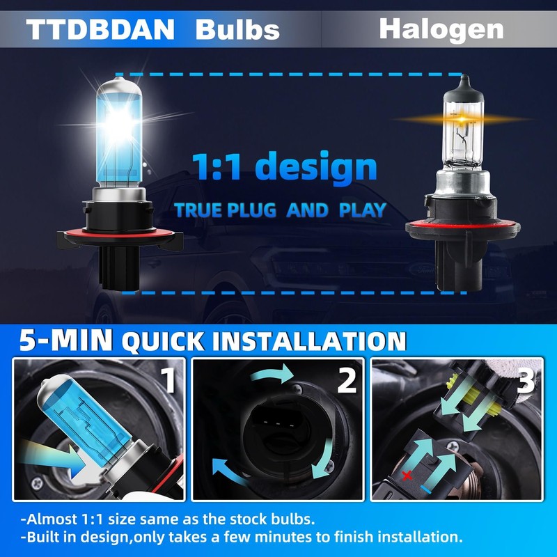 TTDBDAN Halogen Headlights Fit for Jeep Patriot 2010-2017 Headlight Bulbs,9008/H13