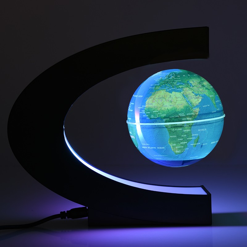 Floating Globe Magnetic Levitation Rotating Globe with Colorful LED Light