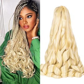 French Curly Brading Hair #613 Synthetic Bouncy Braiding Hair Extensions 75g/pack French Curly Crochet Hair Extensions 24inch (#613,8packs)